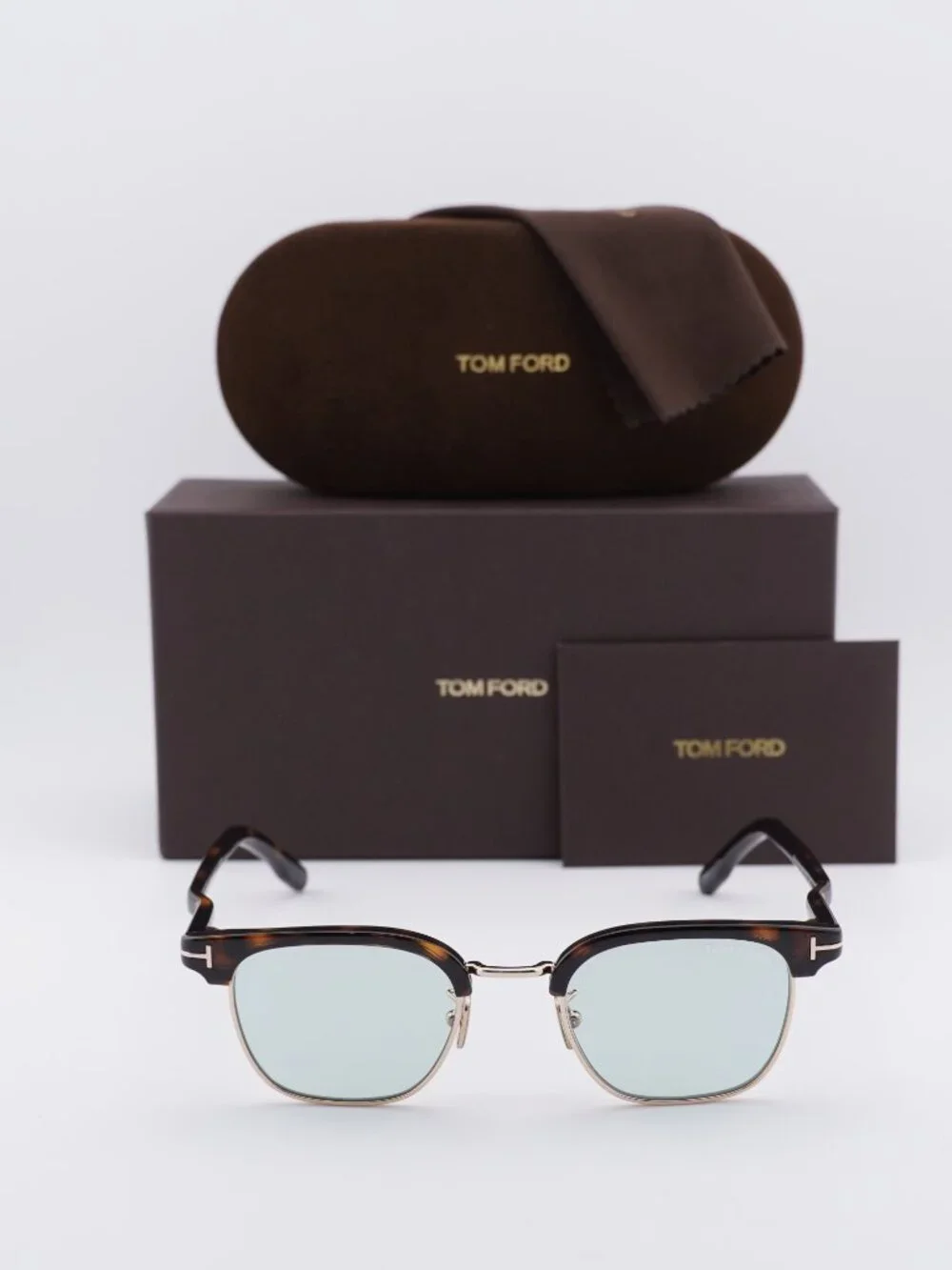 Tom Ford FT1119-D 52N Browline Sunglasses - Dark Havana \ Green